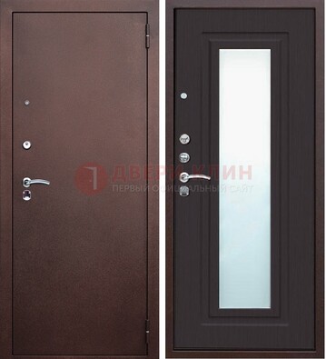 Коричневая металлическая дверь с зеркалом ДЗ-43 в Орле