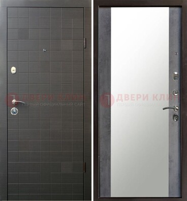 Темная железная филенчатая дверь с зеркалом ДЗ-53 в Орле