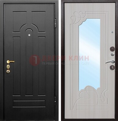Темная входная дверь с МДФ Беленый дуб и зеркалом ДЗ-58 в Орле
