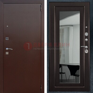 Металлическая дверь с порошковым напылением с МДФ и зеркалом ДЗ-61 в Омске