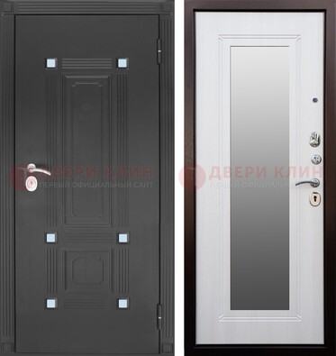 Стальная белая уличная дверь с МДФ Венге и зеркалом ДЗ-76 в Орле