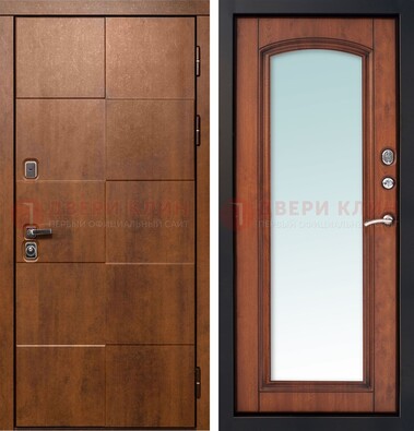 Белая филенчатая дверь с фрезерованной МДФ и зеркалом ДЗ-81 в Орле