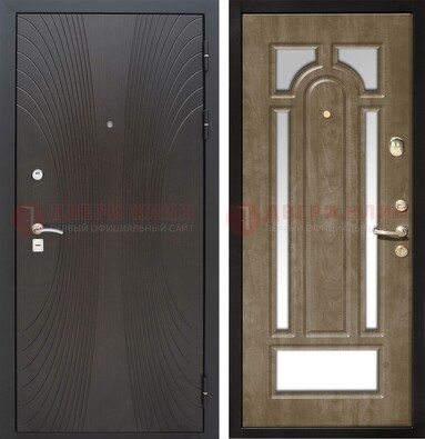 Темная металлическая дверь МДФ с различными зеркальными вставками внутри ДЗ-82 в Орле