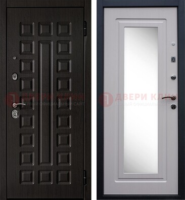 Металлическая дверь с белыми МДФ и зеркалом ДЗ-83 в Орле