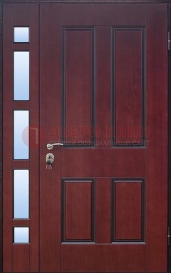Красная входная полуторная дверь со стеклом ПЛ-10 в Орле