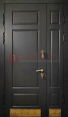 Черная полуторная железная дверь для частного дома ПЛ-2 в Орле