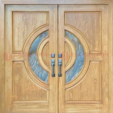 Двухстворчатая металлическая дверь с витражом ВЖ-11 в Орле