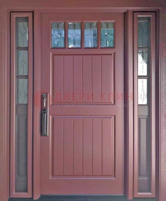 Входная дверь с массивом с фрамугами и витражом ВЖ-19 в Орле