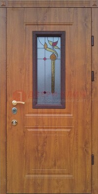 Железная дверь с МДФ и витражом ВЖ-24 в Можайске